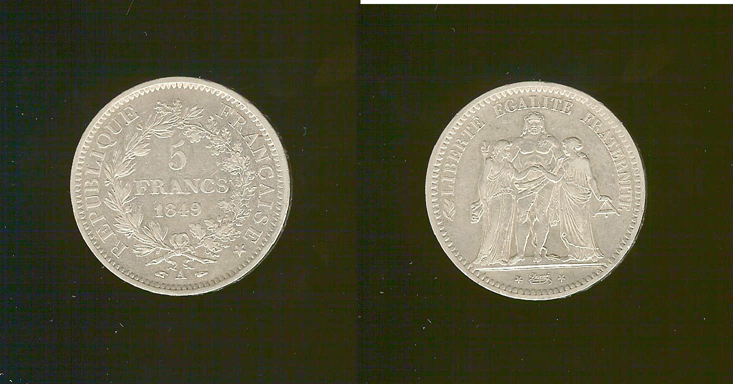 5 francs Hercule, IIe République 1849 Paris TTB+